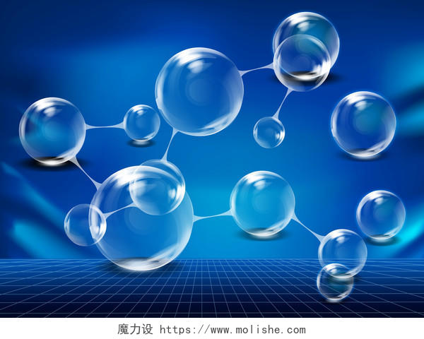 蓝色气泡分子背景图片